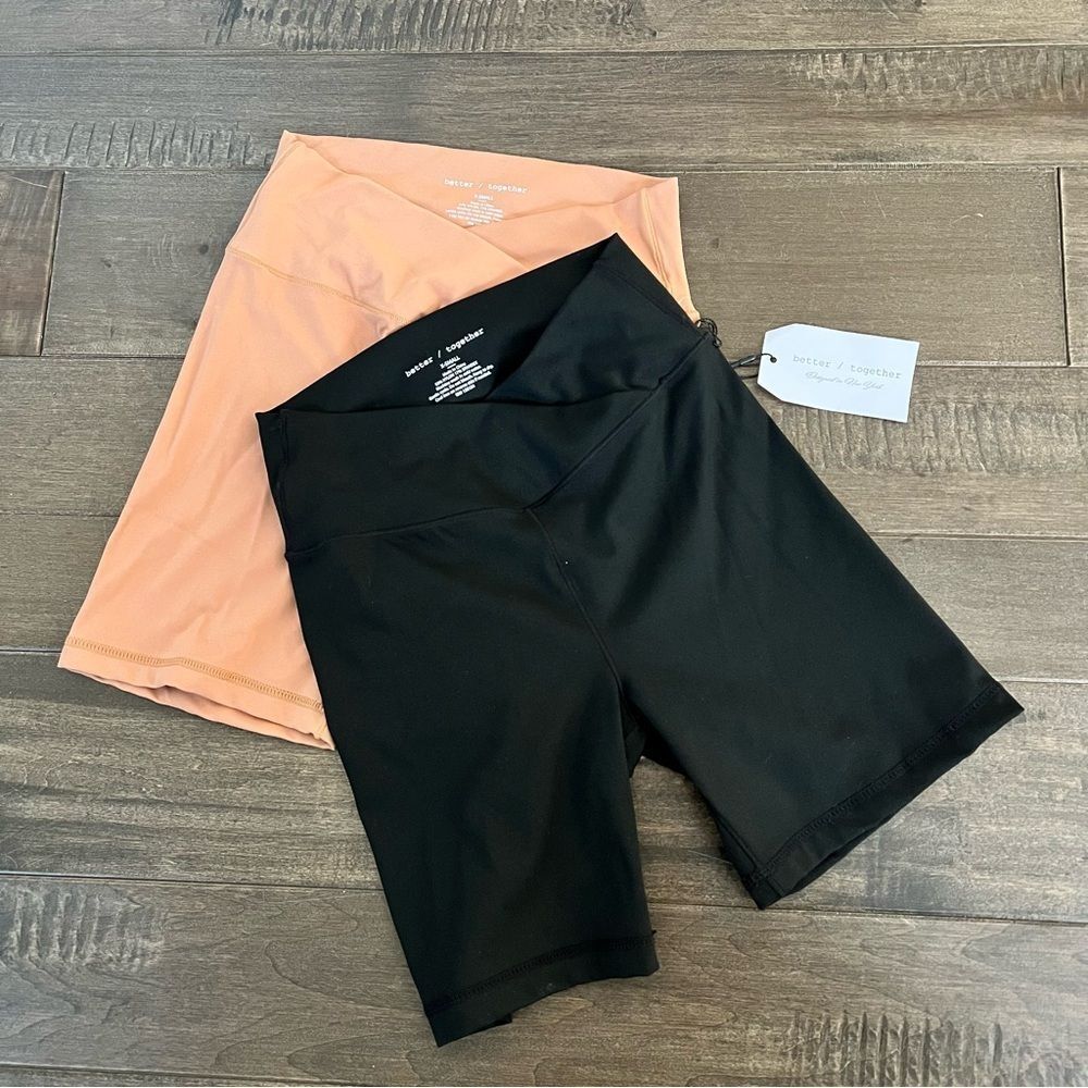 Better / Together Bike Shorts Workout Athletic Running Yoga Black Tan Lot Bundle